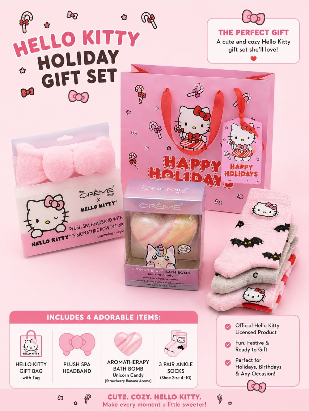 Hello Kitty Pink Holiday Gift Bag & Spa Set